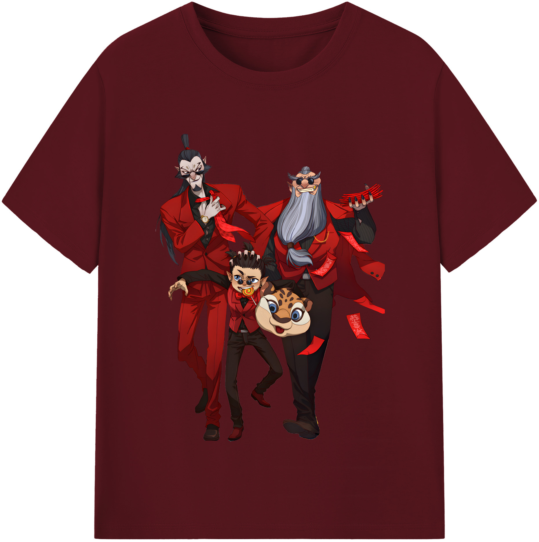 （画像用） Ne Zha 2 ナタ 魔童の大暴れ 綿100％半袖Tシャツ（フロントプリント）